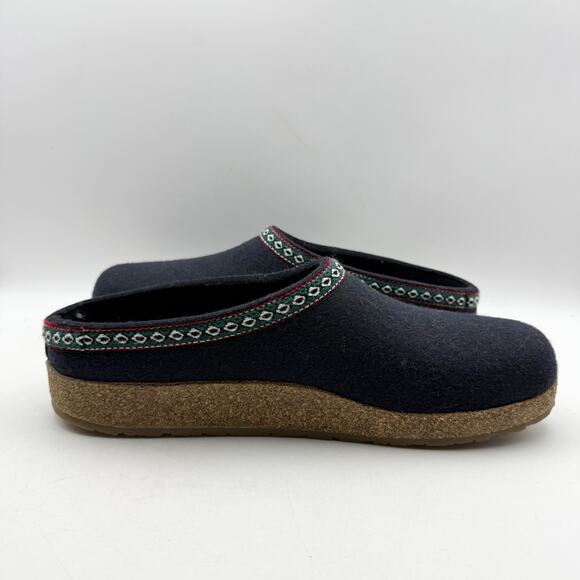 Haflinger Mens GZ Grizzly Clogs EU 45 US 12 Blue Wool Felt Leather Trim EUC main image 6